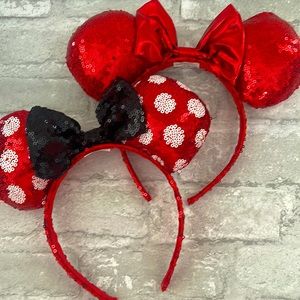 Disney Minnie Mouse Mickey Mouse sequin Ears new - bundle of 2